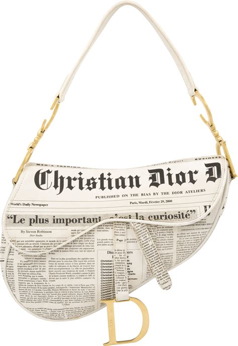 Christian Dior Fall 2000 Newspaper Leather Saddle Bag.